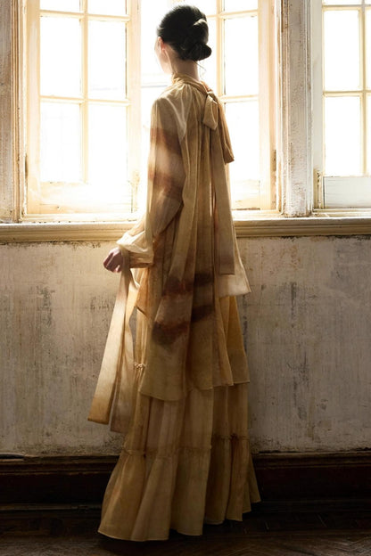 Romantic Lace-up Flowing Skirt Set-Up