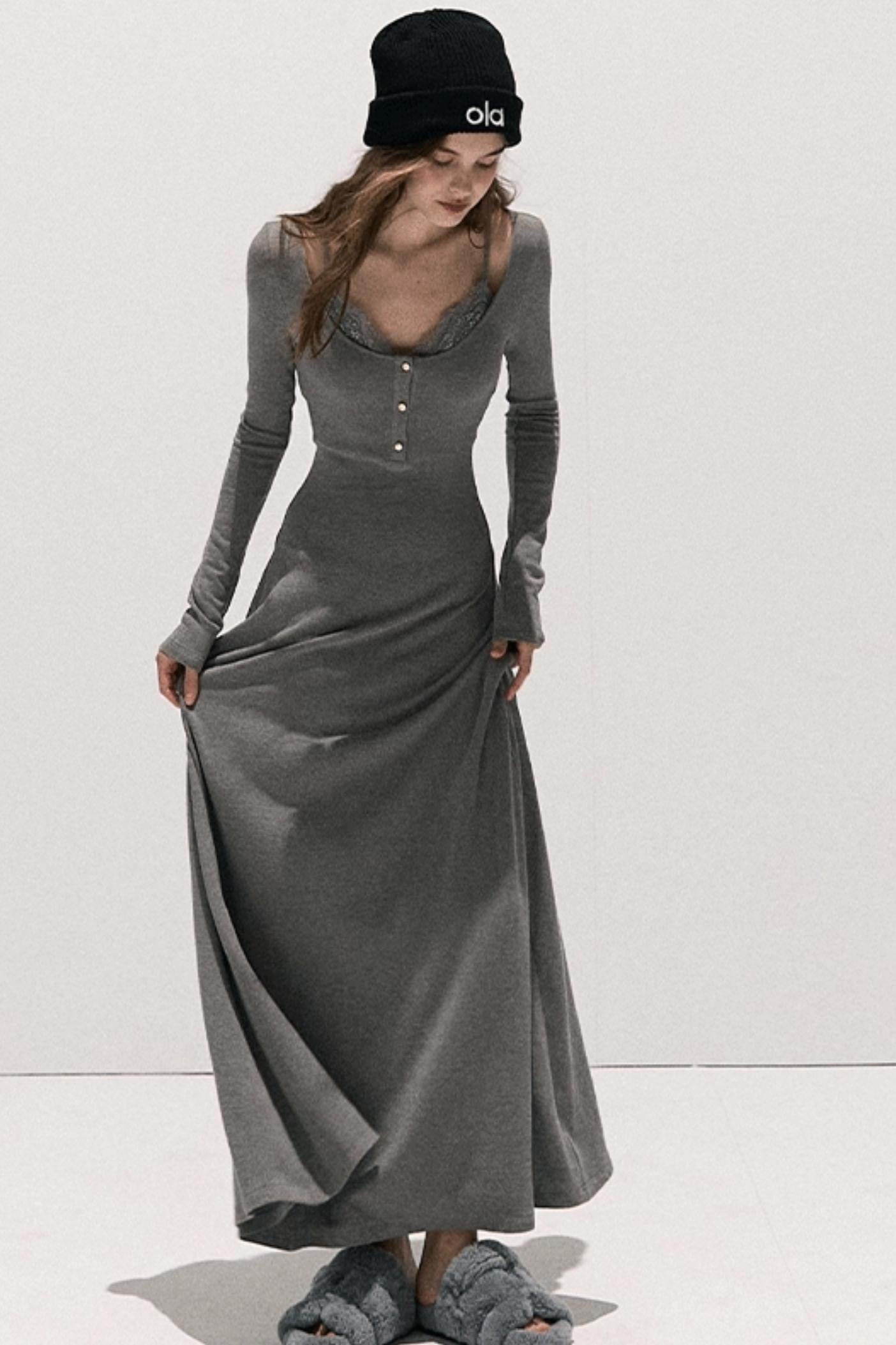 Basic Lace Knit Waist Dress