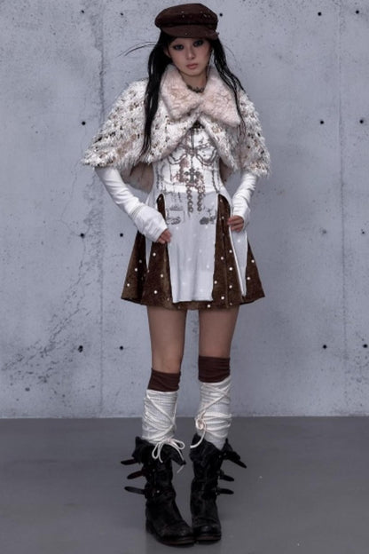 Baroque Velvet Plaid Dress