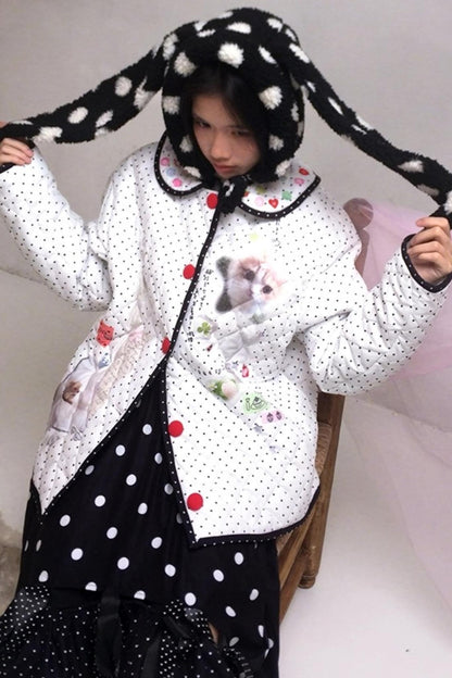 Happy Polka Dot Rabbit Ears Bow Hat