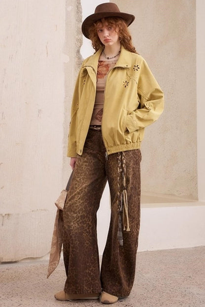 Leopard Print Straight Loose Pants