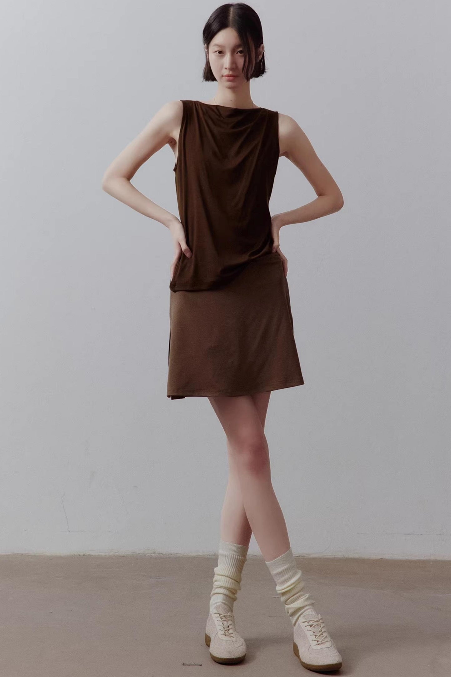 Draped Off-Shoulder Slimming Top