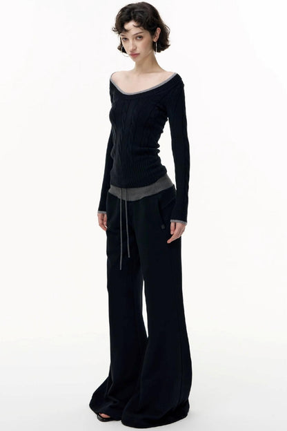 Flared Cotton Wide-Waisted Sweatpants