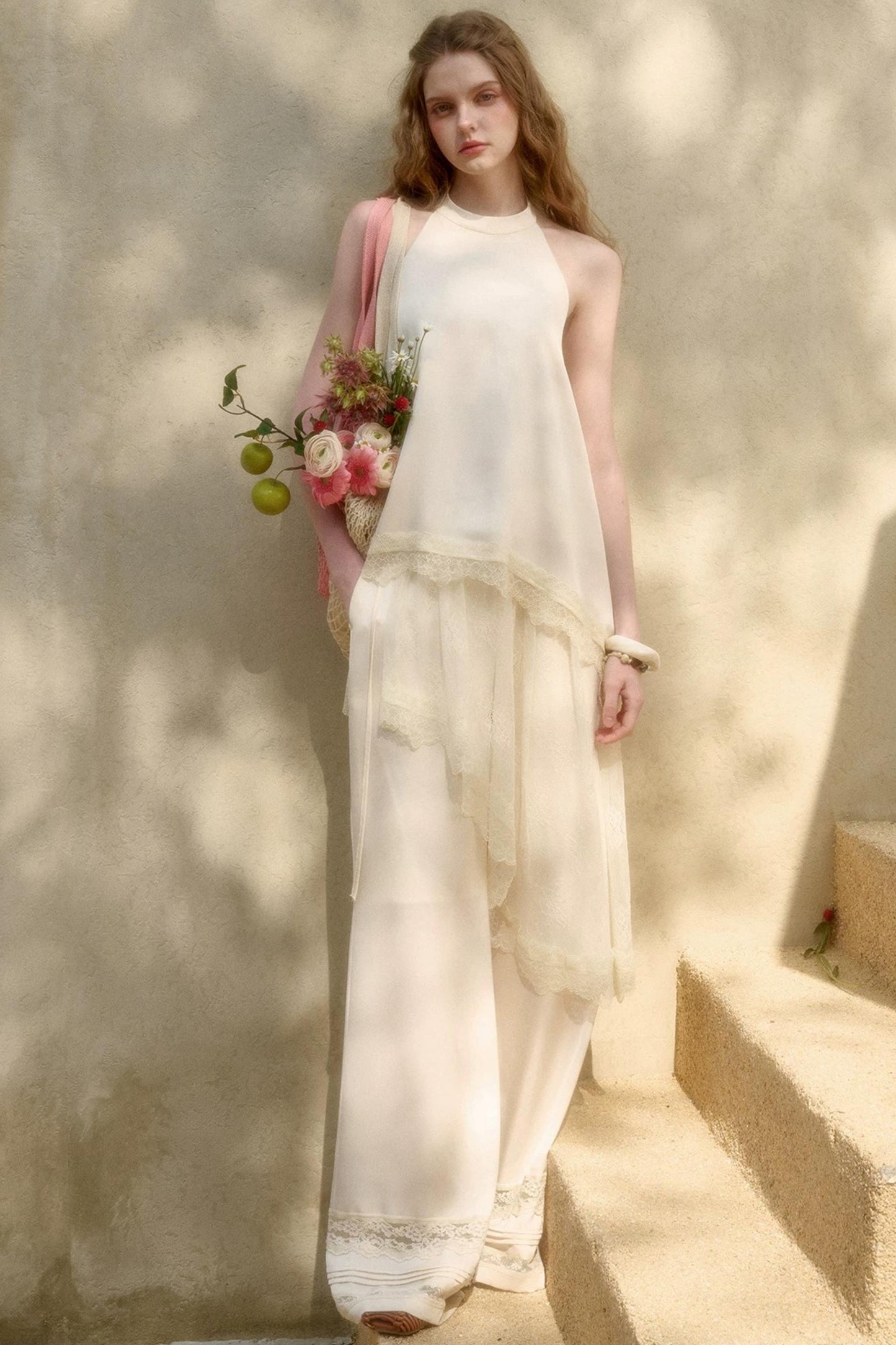 Satin Pearl Lace Suit Set-Up