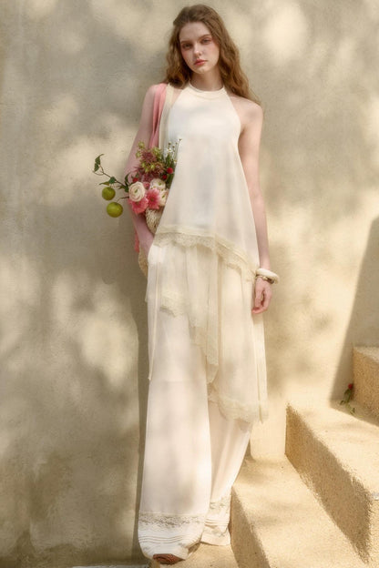 Satin Pearl Lace Suit Set-Up