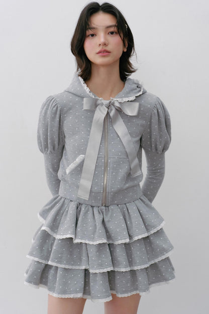 Navy Polka Dot Hooded Tracksuit Set-Up