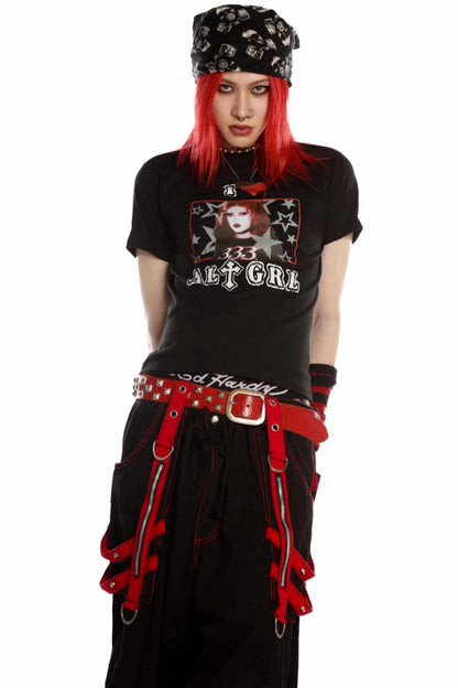 Versatile Gothic Slim Shoulder T-Shirt