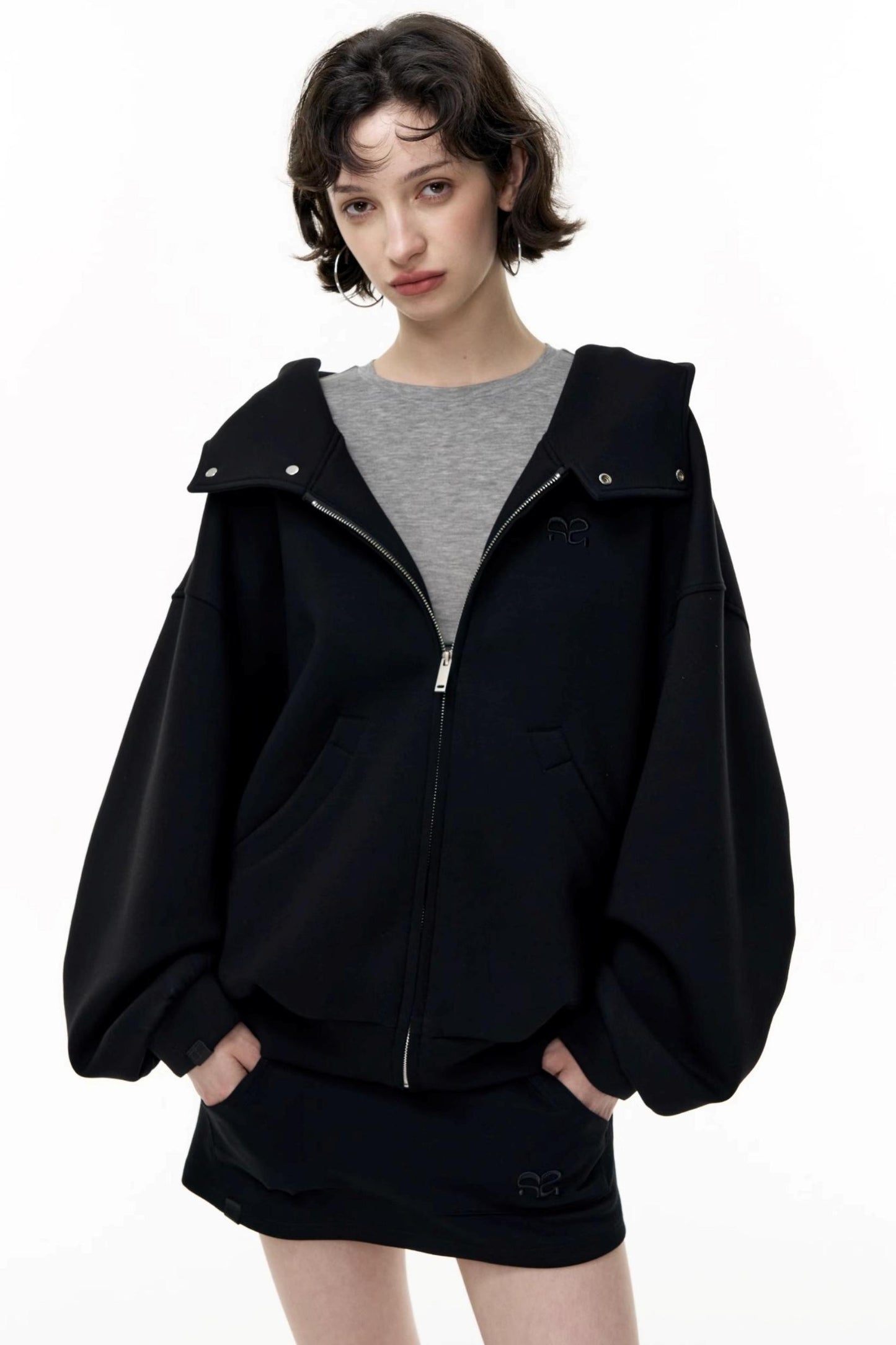 Casual Large Zip Hooded Cardigan