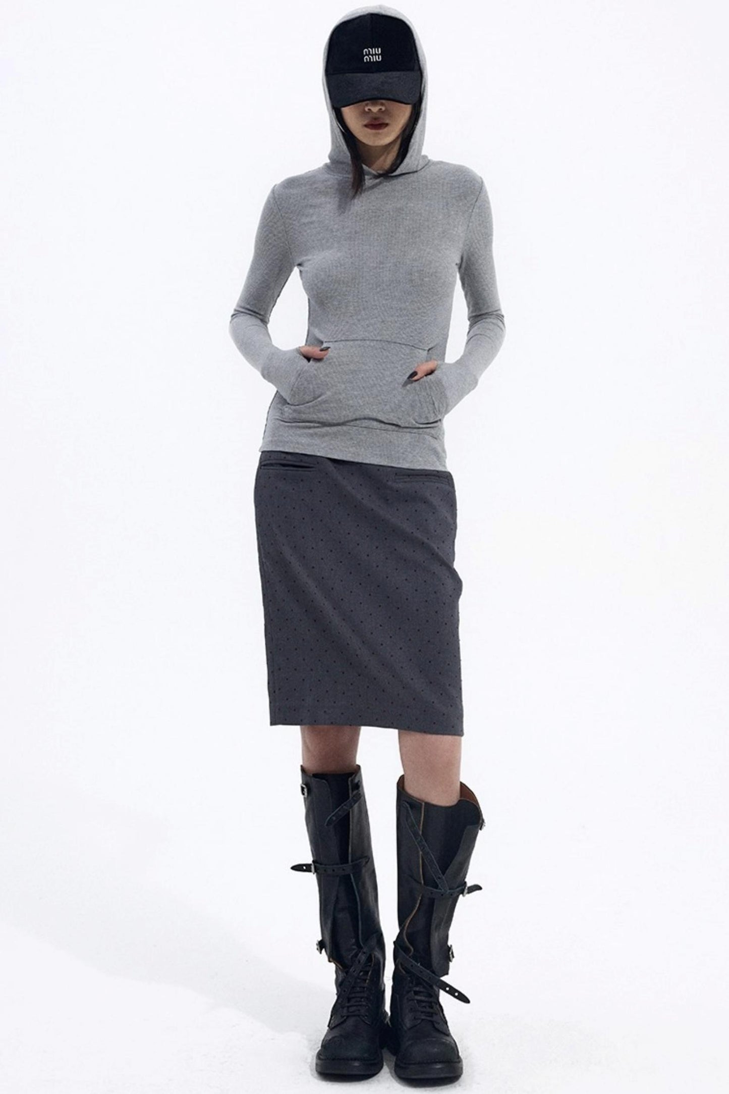 Gray Hooded Winter Sweater