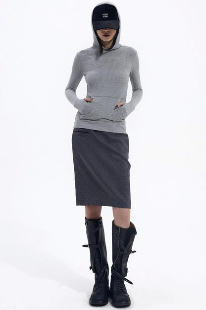 Gray Hooded Winter Sweater