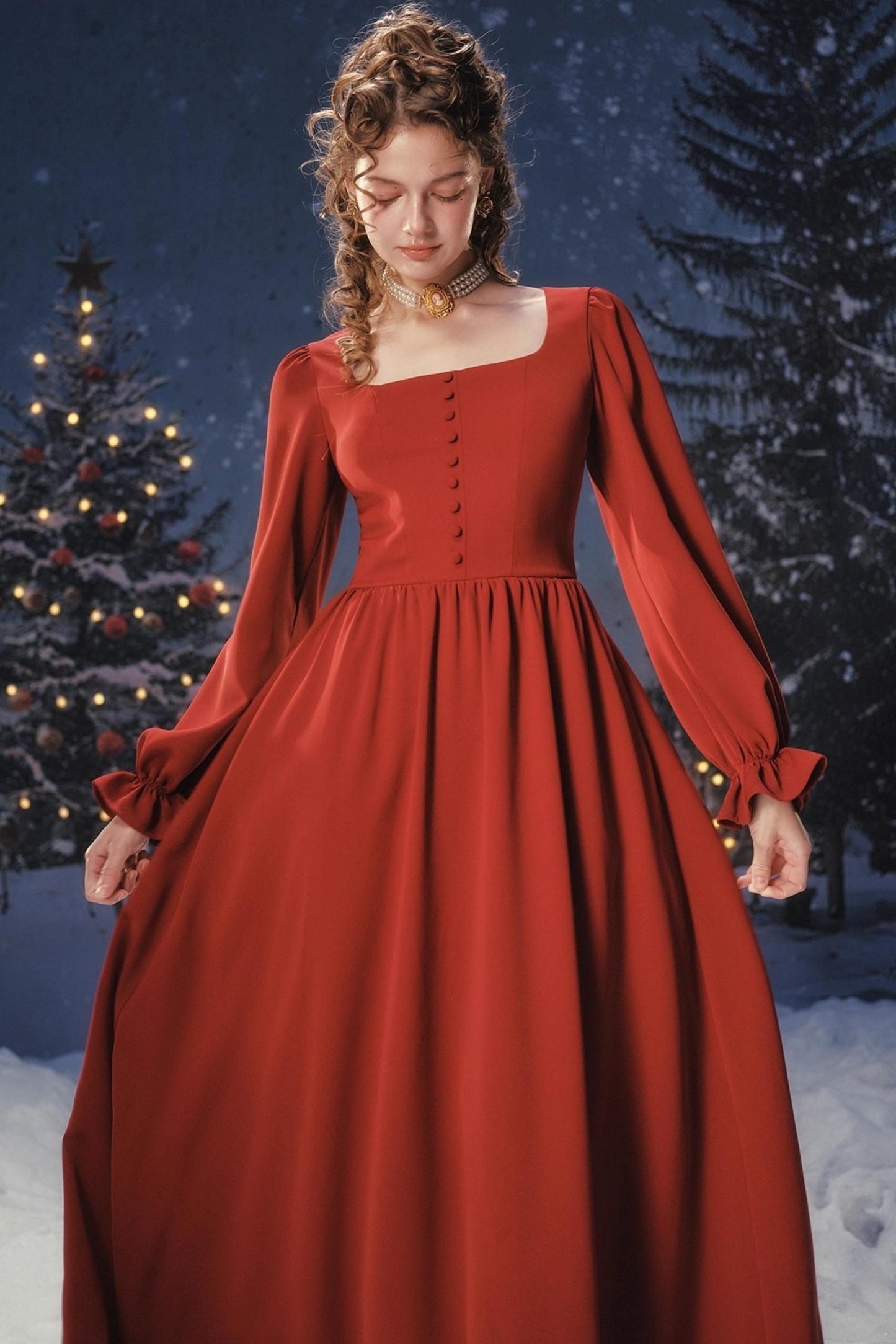 Lace Bordeaux Retro Dress