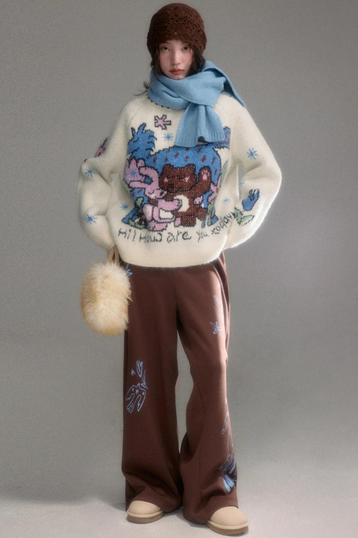 Plush Animal Jacquard Sweater