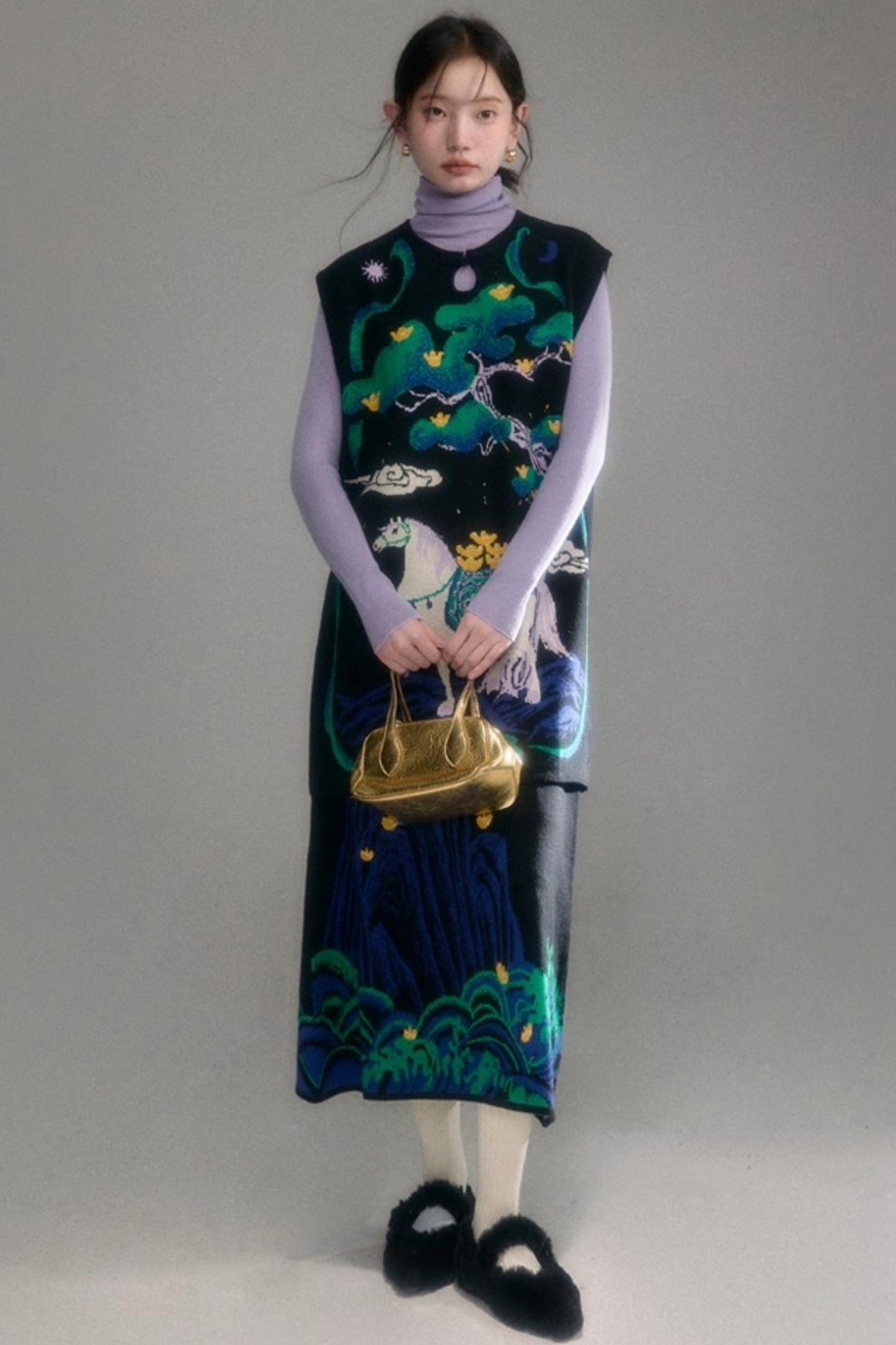 Chinese-Style Knitted Dress Set-Up