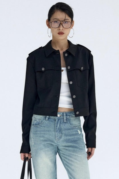 Black Fleece-Lined Workwear Jacket