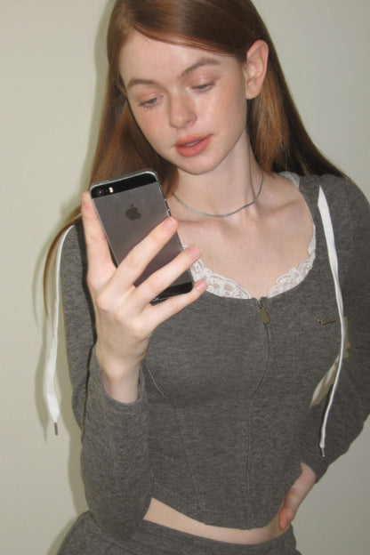 Lace Hooded Cardigan Set-Up