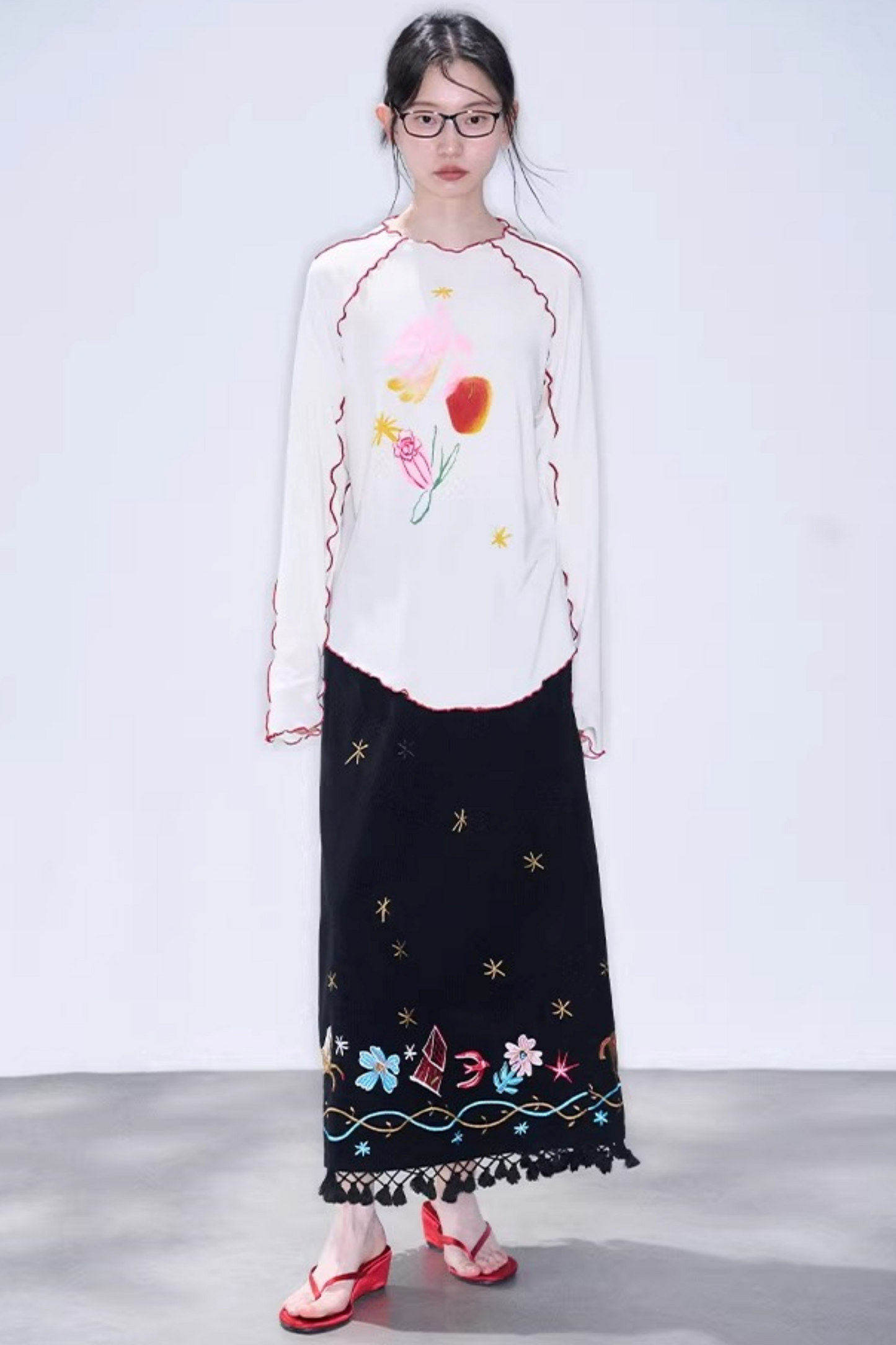 Tencel-Bluse mit Poesie-Print