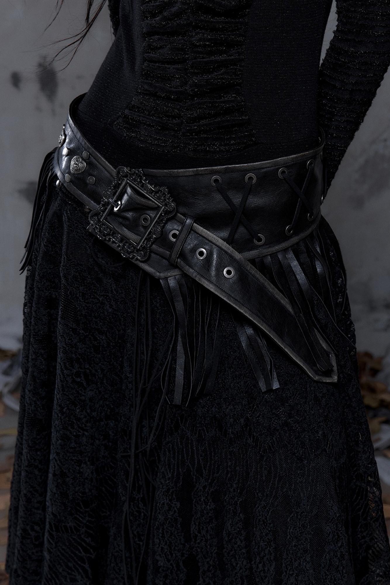 Vintage Punk Fringe Leather Belt