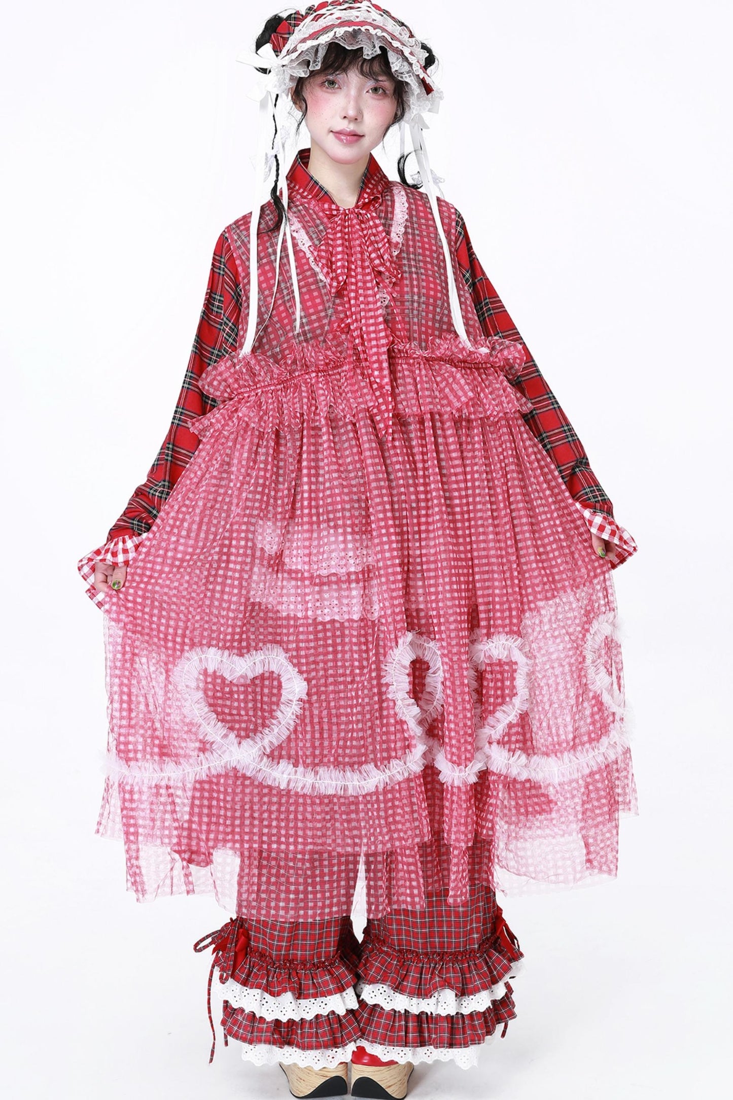 Retro Plaid Mesh Dress