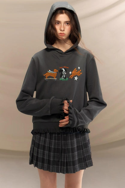 Gray Plaid Pleated Skirt