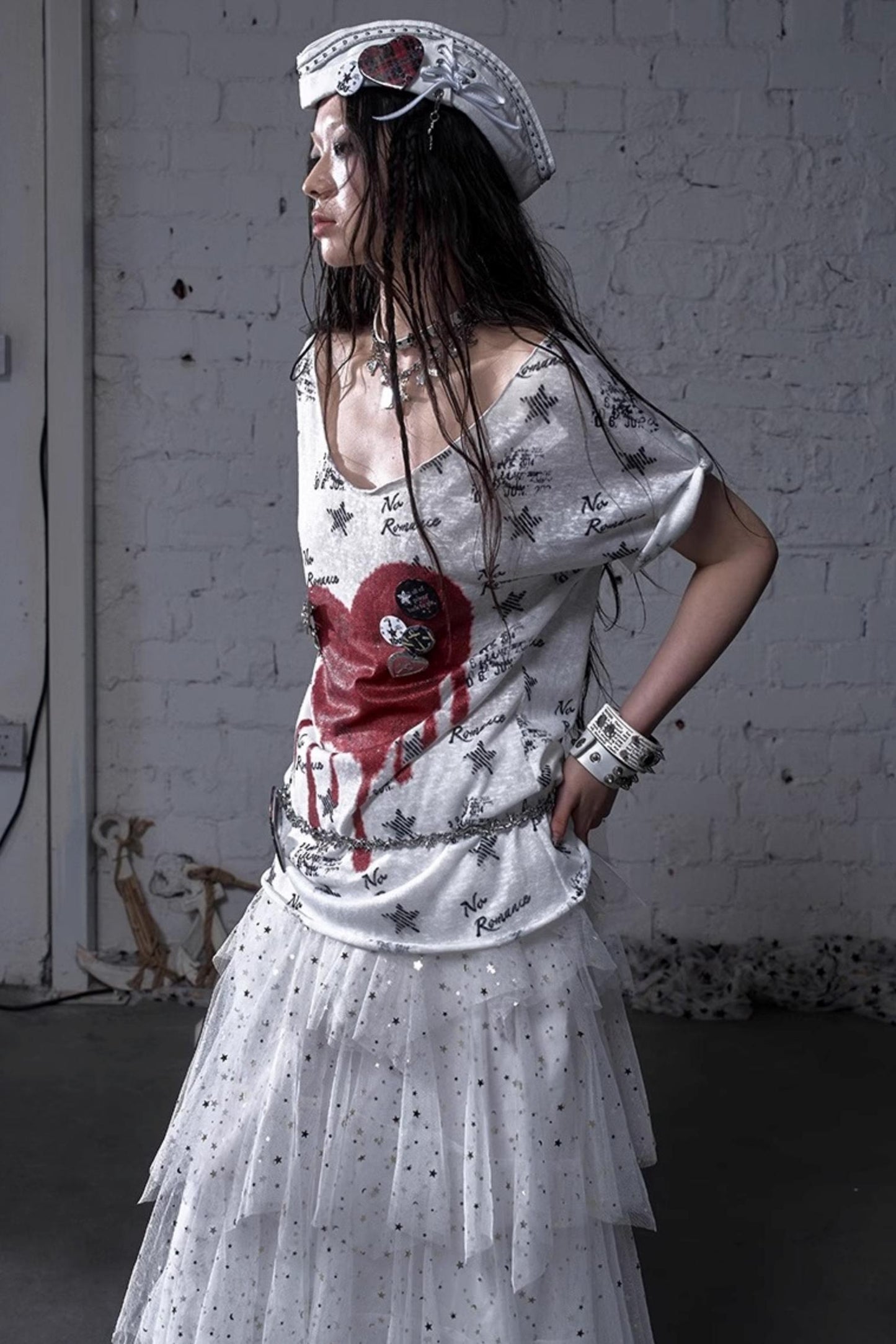 White-Black Sailor Hat