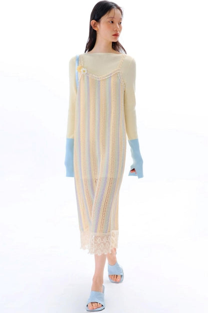 Rainbow Bohemian Hand Hook Flower Dress