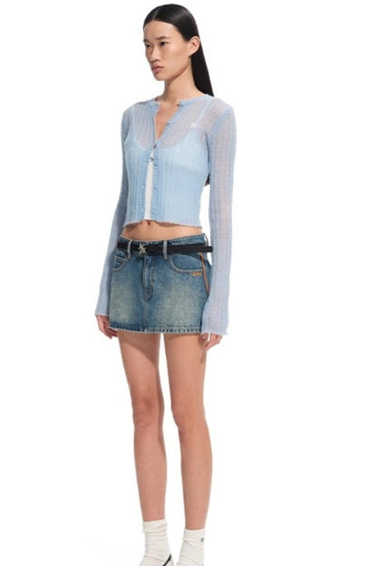 Modern Retro Twill Patchwork Hip Skirt