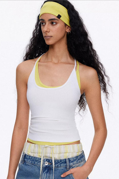White breathable cotton tank top for summer