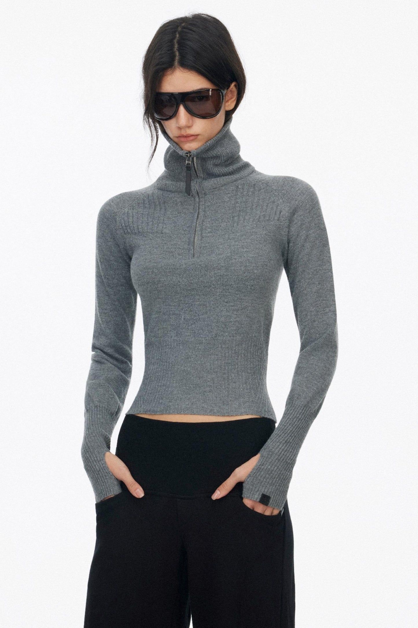 Half-High Collar Knit Top