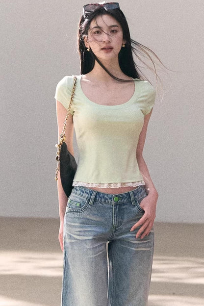 Lace Bohemian Short-Sleeve T-Shirt