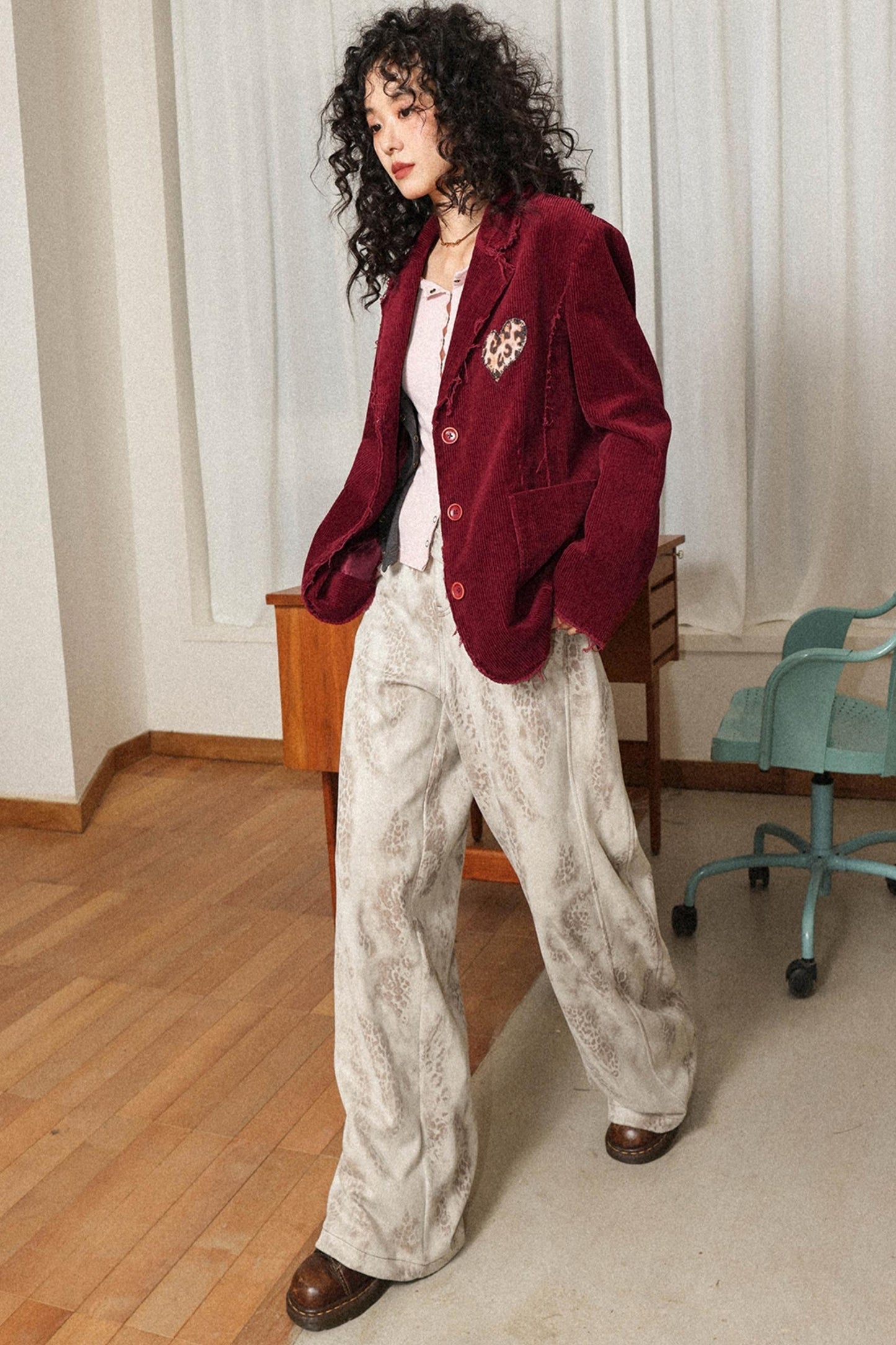 Heart Embroidered Royal Blazer