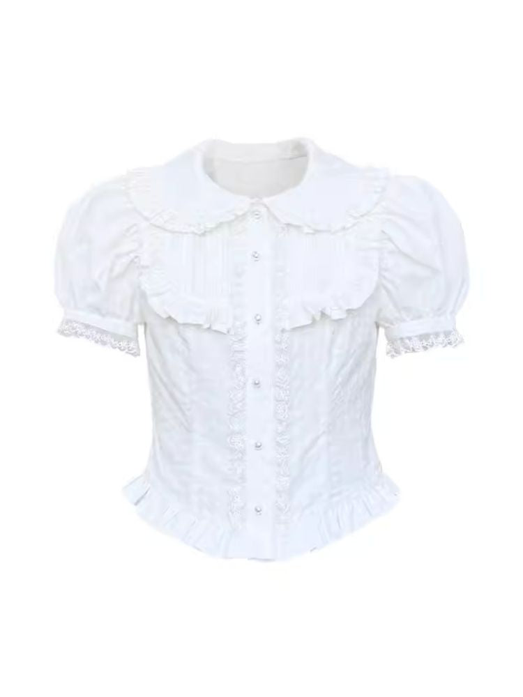 Inner Lace Princess Short Sleeve Cotton Shirt