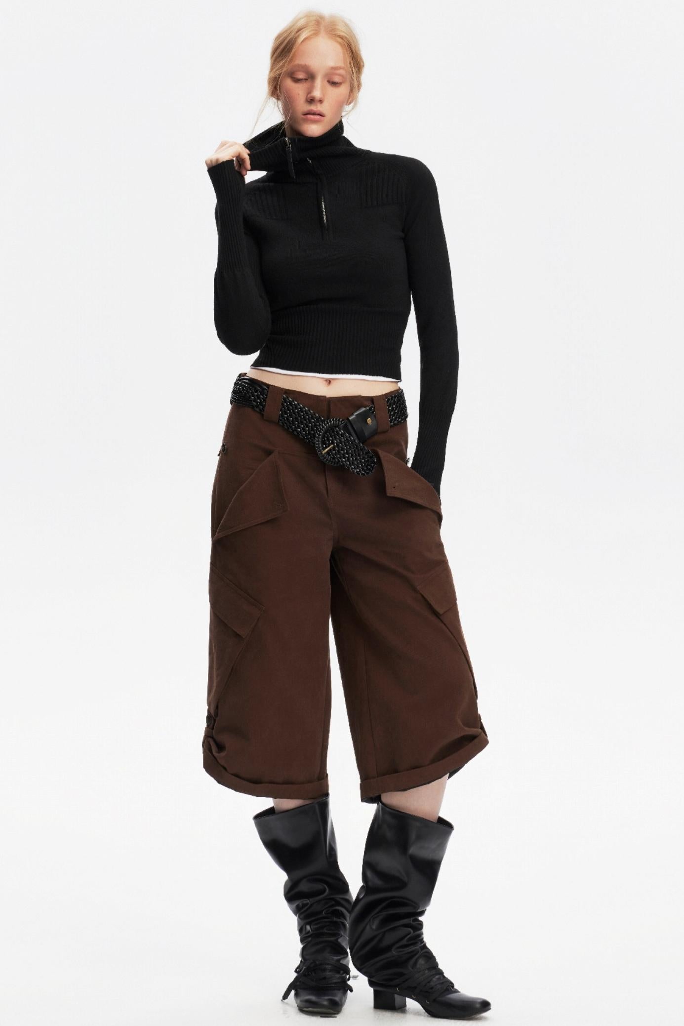 Half-High Collar Knit Top