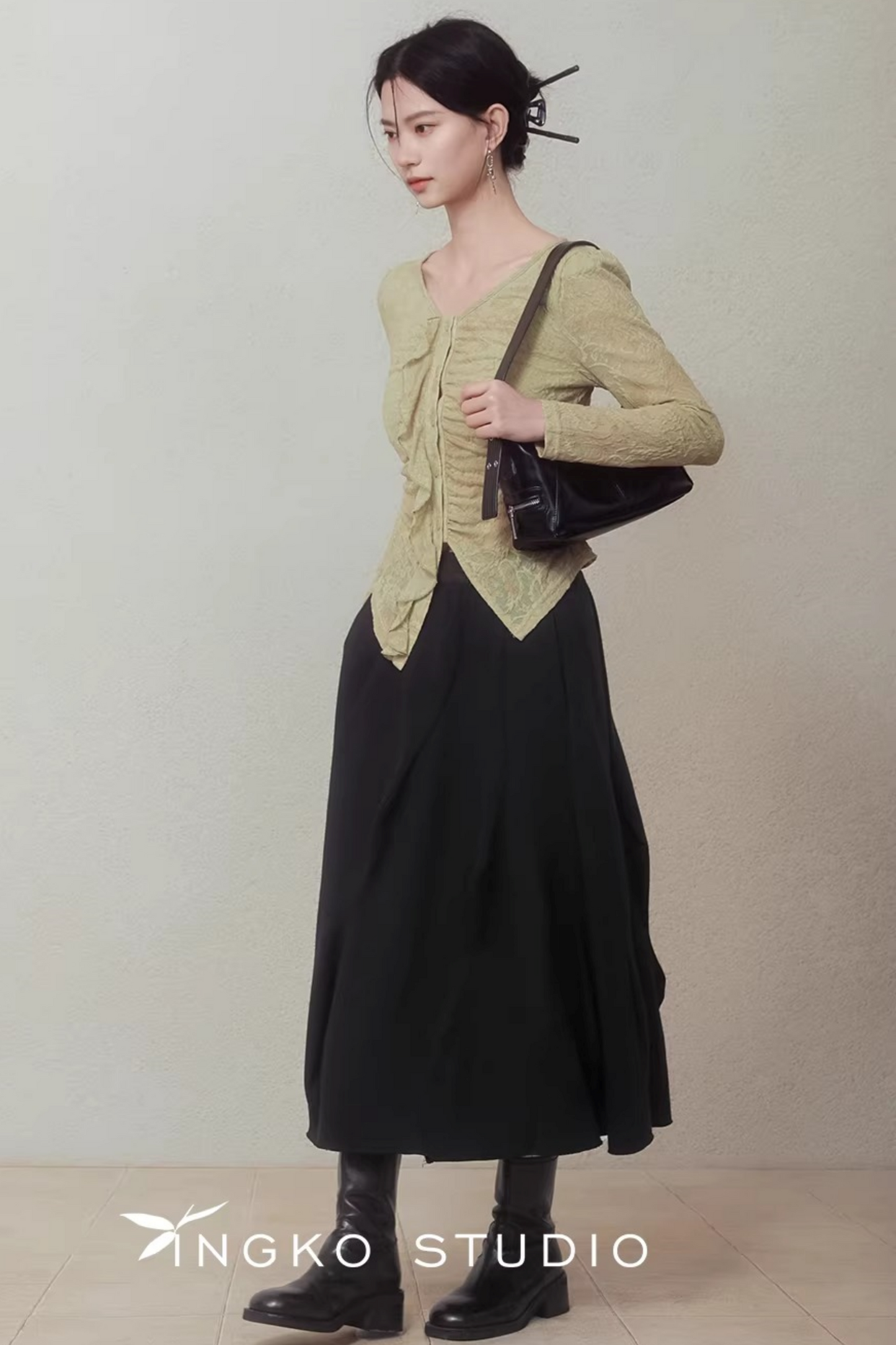 Spring Bud Green Floral Top