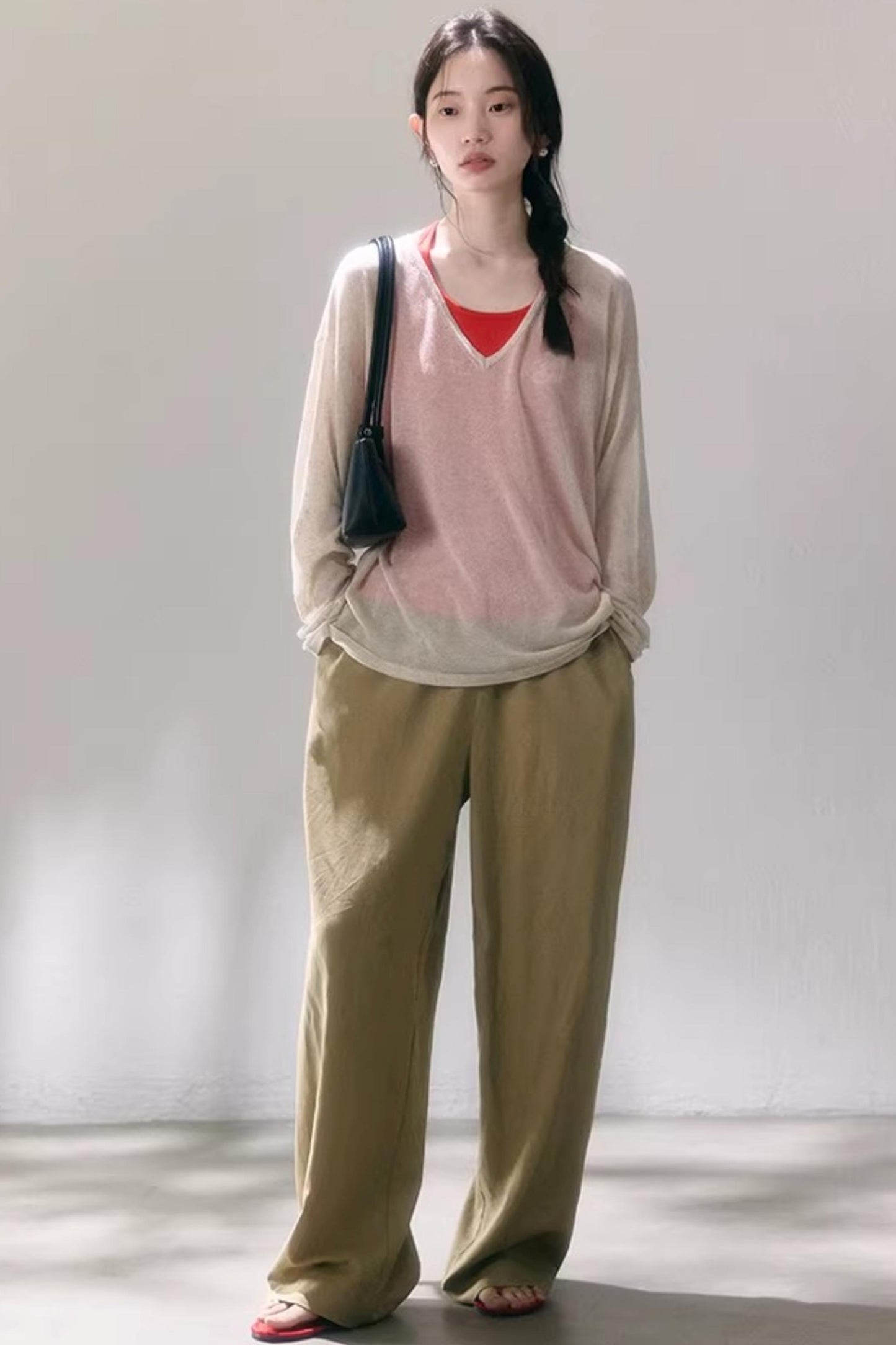 Linen Blend Wide-Leg Pants