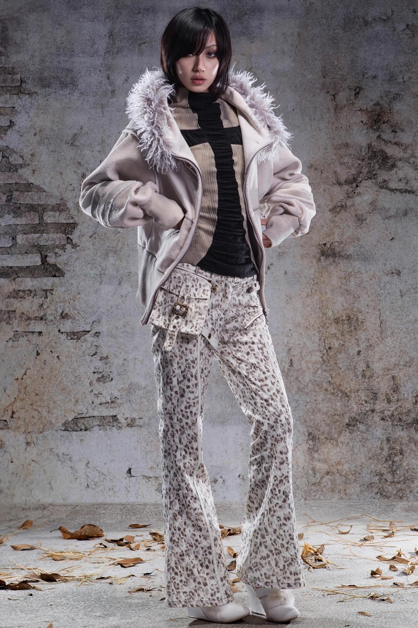 Vintage Lantern Sleeve Hooded Jacket