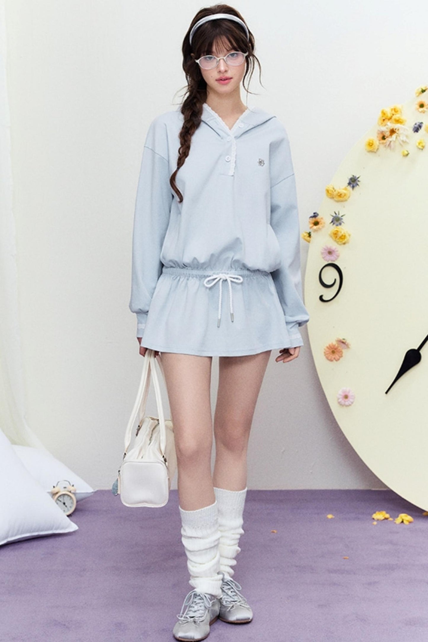 Drape Hoodie Sweater Dress