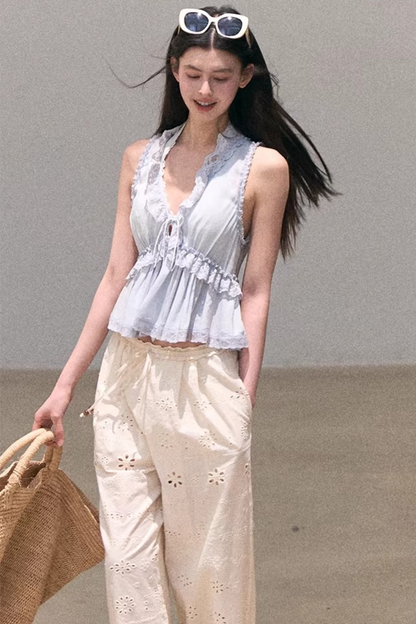 Hidden Petals Silk Lace Top