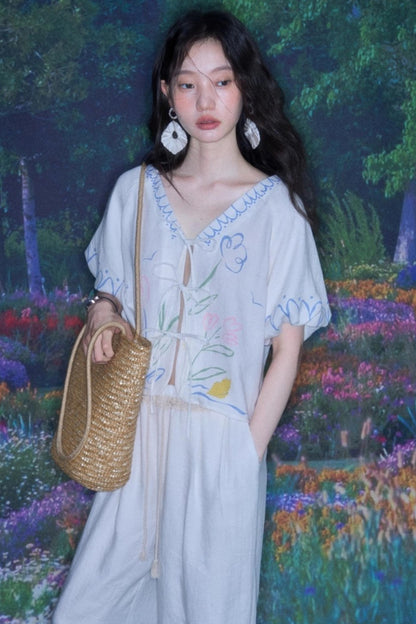 Morning Dew Tulip Tencel Linen Strappy Set-Up