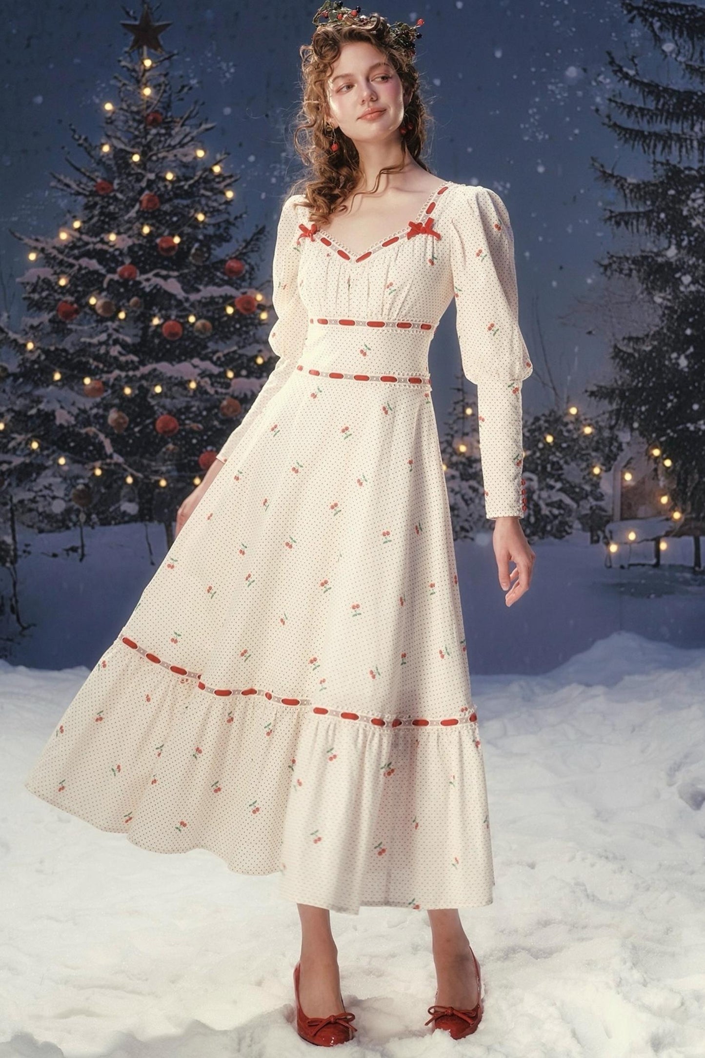 Red Velvet Lace Corset Dress Set-Up