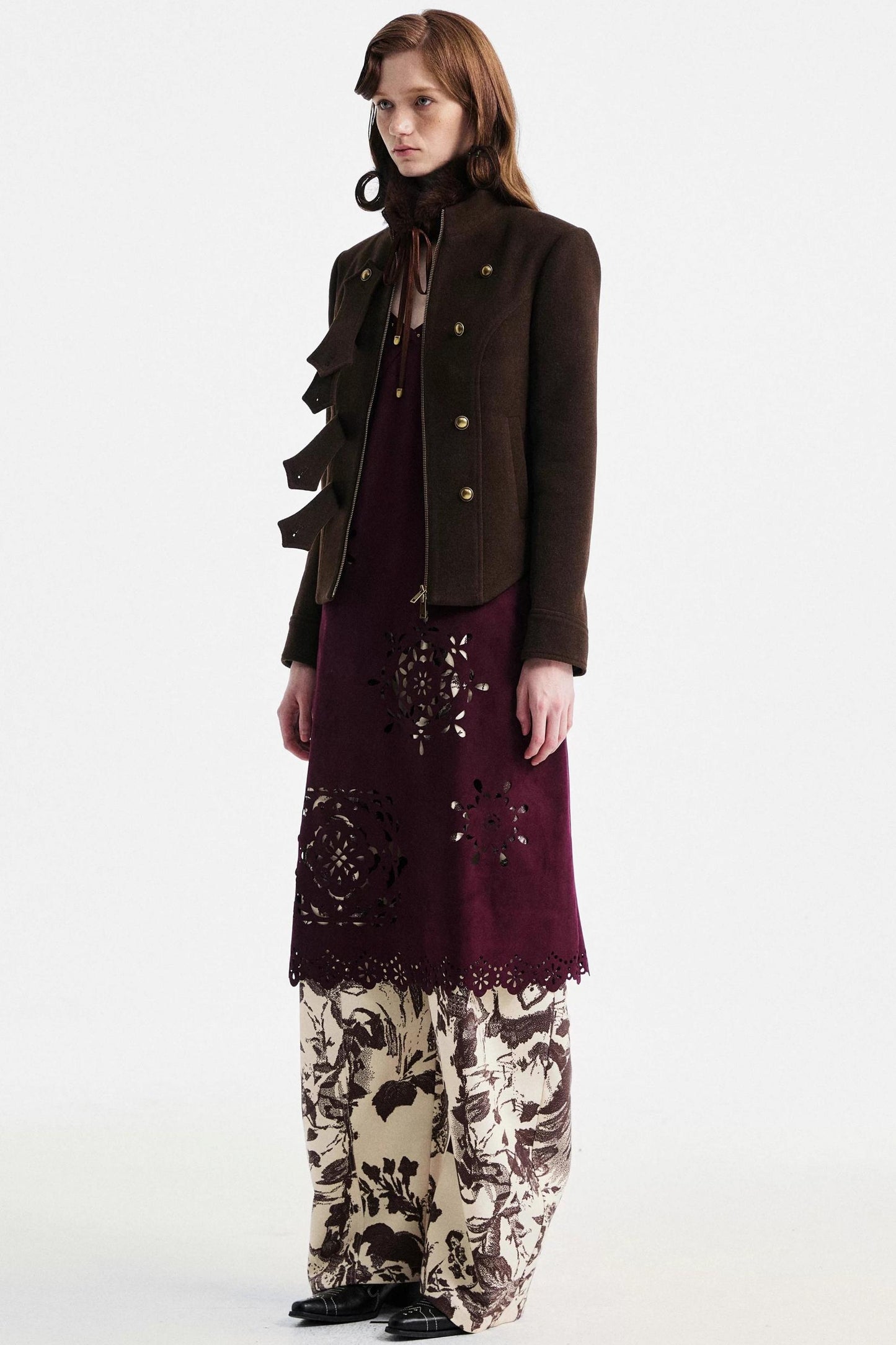 Two-Tone Lace Suede Dress