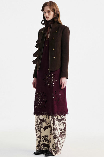 Two-Tone Lace Suede Dress