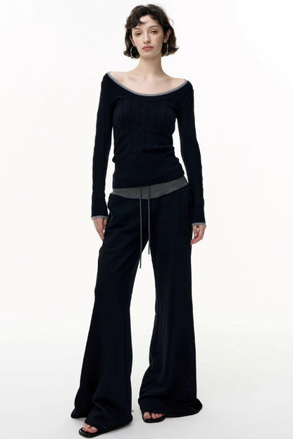 Flared Cotton Wide-Waisted Sweatpants