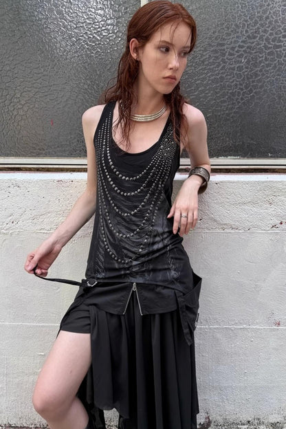 Rhinestone Long Tank Top
