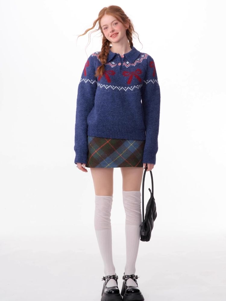 Soft and thick Fair Isle polo neck sweater