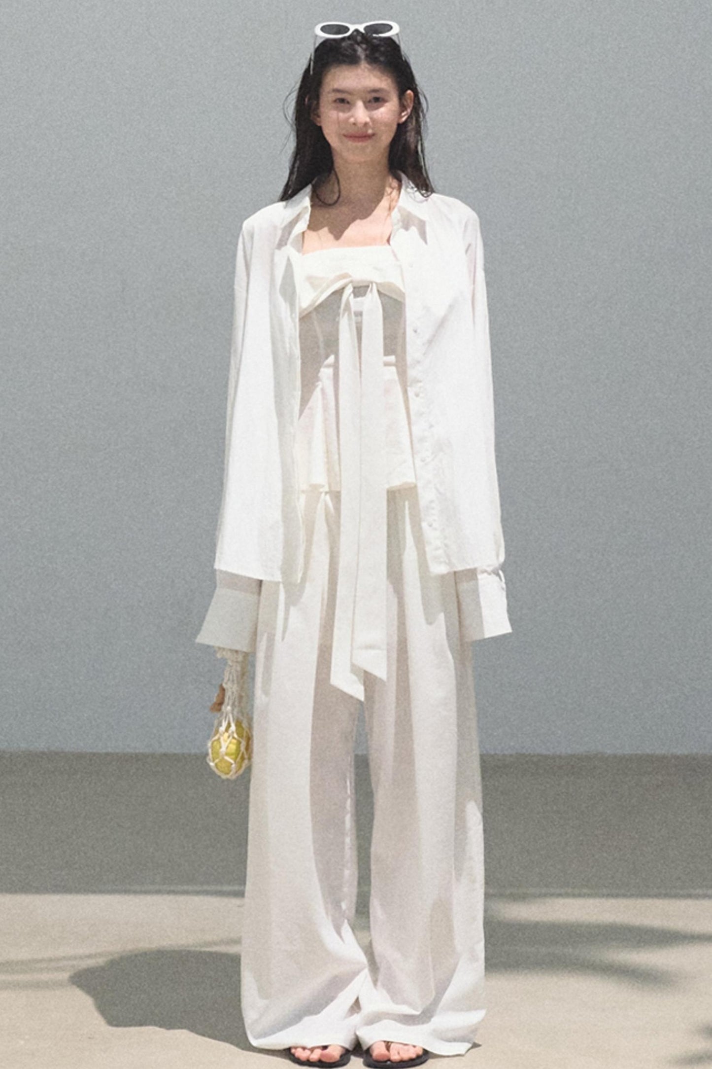 Eternal River Linen Bandeau Top & Wide-Leg Trousers Set-Up