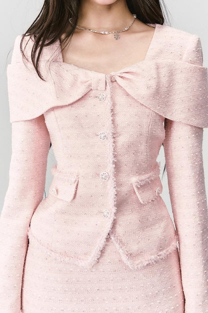 Pink French Tweed Skirt Set-Up