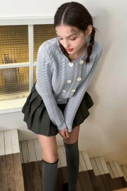 High-Waisted A-Line Pleated Skirt