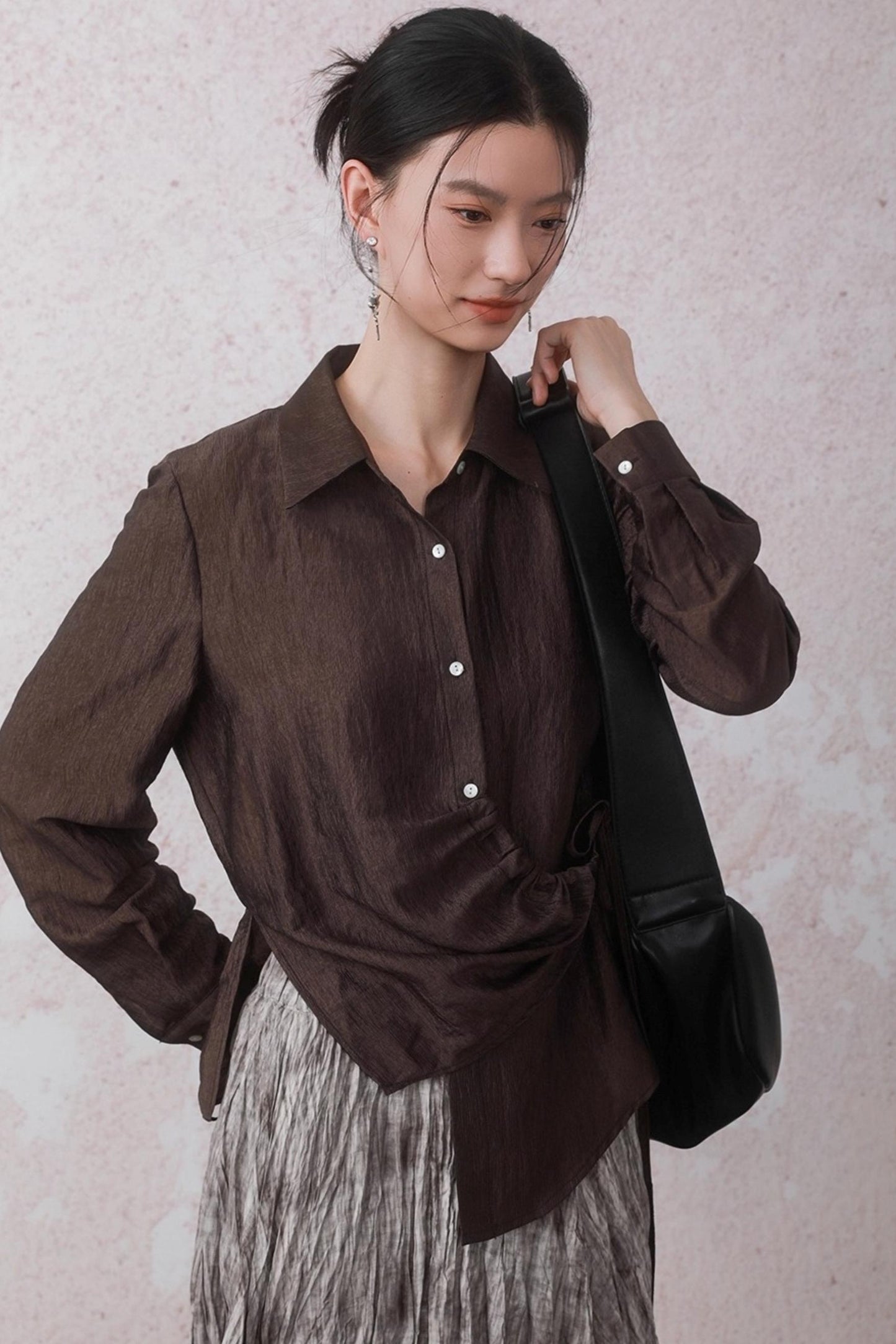 Autumn Acetate Chinese Shirt