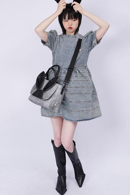 Denim Rabbit Tote Bag