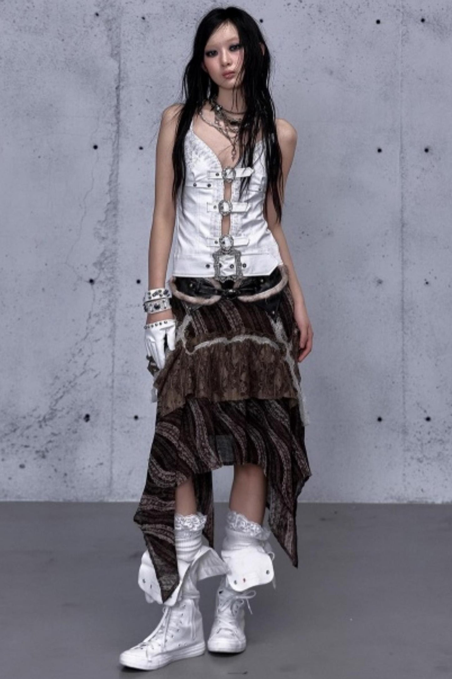 Embroidered Lace Leather Camisole